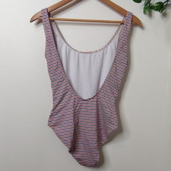 Onia Kelly One Piece Hibiscus Illusion Striped Swimsuit - Picture 4 of 8